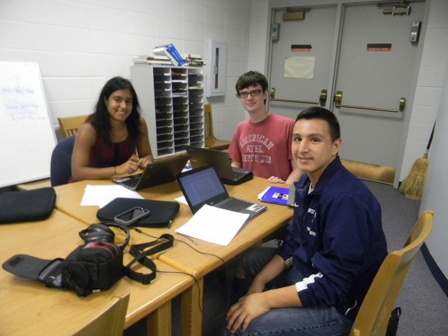 The Wildcat Chronicle returns after a year long absence. Sports editor Nayeli Lara (left), editor in chief Kyle Paup (middle), and perspectives editor Hector Cervantes (right) make up the three members of the Chronicle staff.