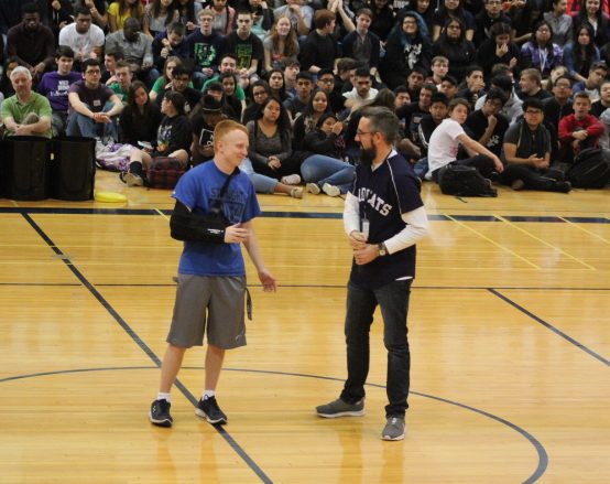 Three point Class 4A state champion Jacob Wiegele was recognized during the school assembly on April 14.  