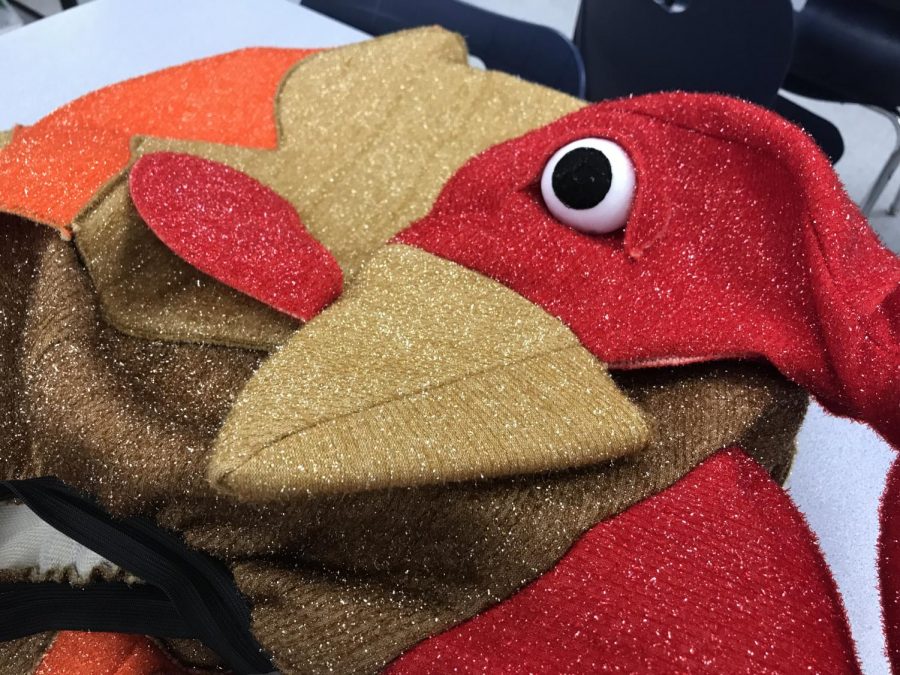 The teacher with the most change donations will wear the turkey suit Tuesday. 


