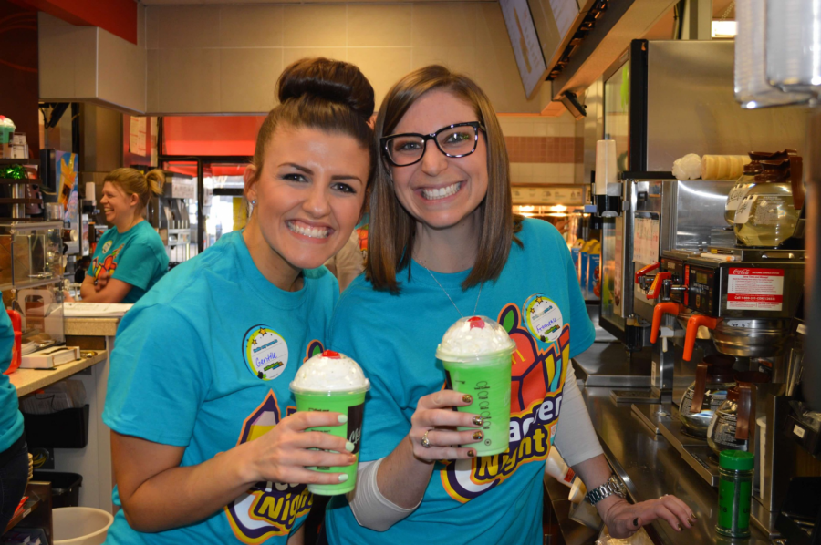 Last year foods teacher Angela Gentile and English teacher Mary Fremeau made milkshakes during McTeacher Night. 
