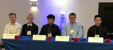 LifeSmarts team placed third at the Annual National LifeSmarts Championship in Orlando, Florida. Team members included senior Jeremy Grant, from left, juniors Max Kazmer, Manav Patel, and David Fatheree, and senior Alex Hey. 
