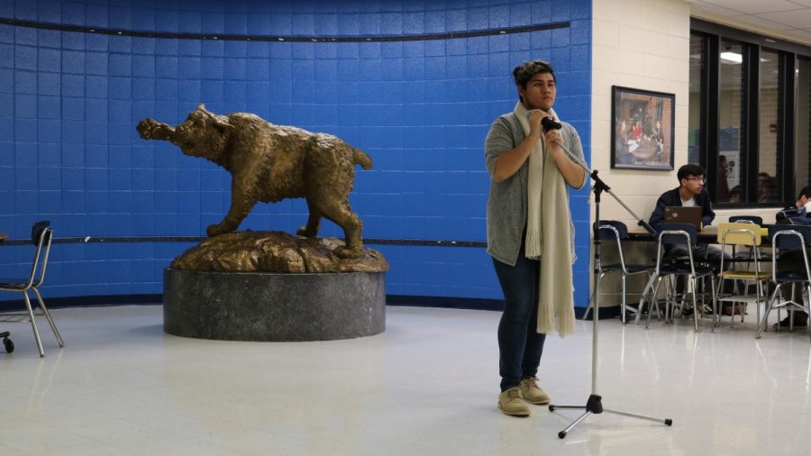 Senior Jimmy Quechol performs at the school for Tunes with the Cat in 2019. 