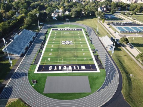 Drone shot of the new turf and track. at WCCHS.