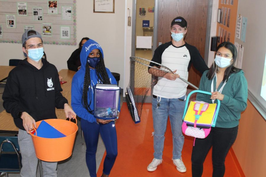 Students brought creative substitutes in on Anything but a Backpack Day.
