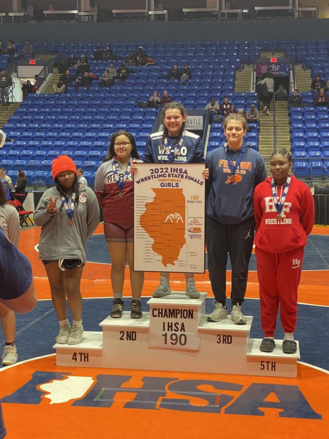 Jayden Huesca Rodriguez on the podium at state.
