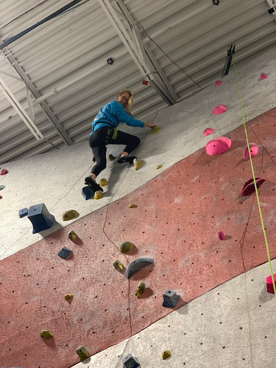 Renwick climbs at Vertical Endeavors, where she, Vondrak and Myers formulated their plan for Rock Climbing Club.