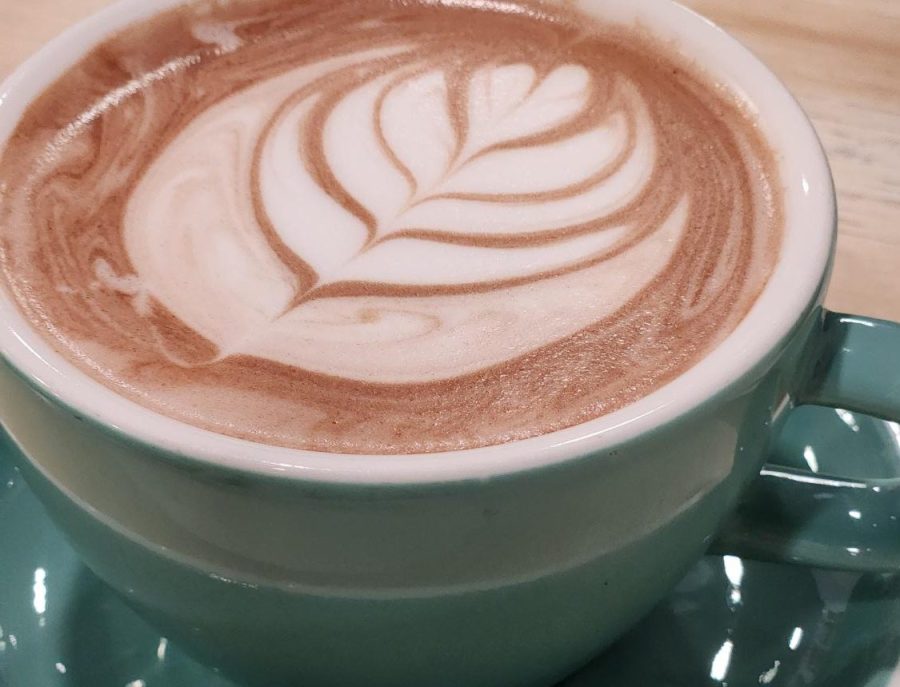 A mug of hot chocolate at Kindred Coffee.