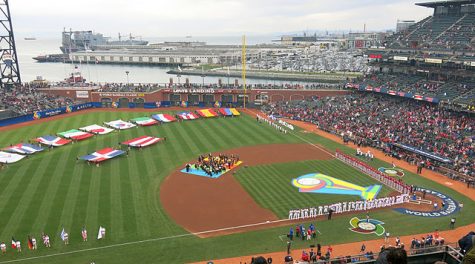 Pre-game ceremony at AT&T Park in San Francisco in 2013 for the championship game