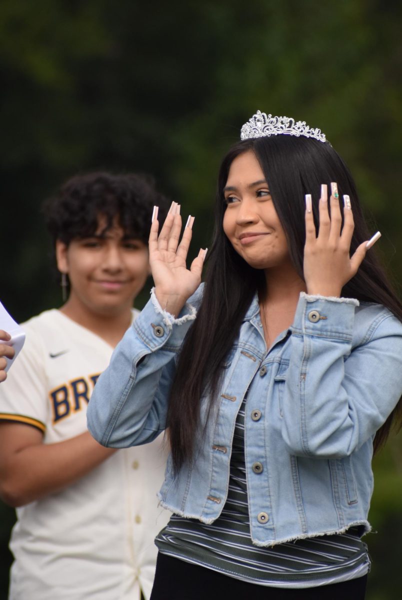 Senior Karen Huerta Garnica is crowned Homecoming Queen during the Sept. 29 pep assembly.