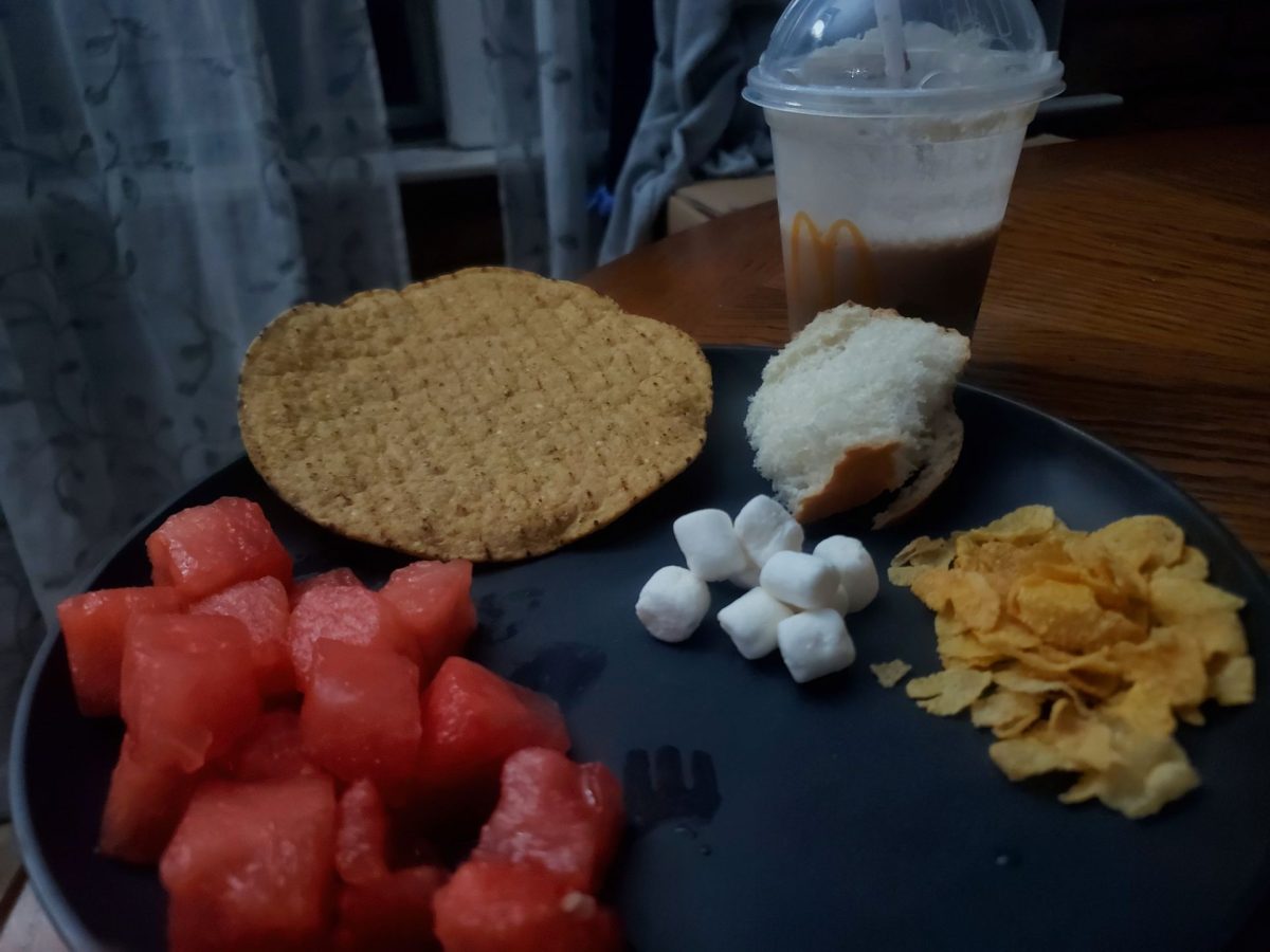 Nancy Sanchezs girl dinner has a variety of  foods, a range of textures like crunchy and soft. From watermelon to marshmallows, its super straight forwards and easy to throw together. Id give this girl dinner a solid 8/10 