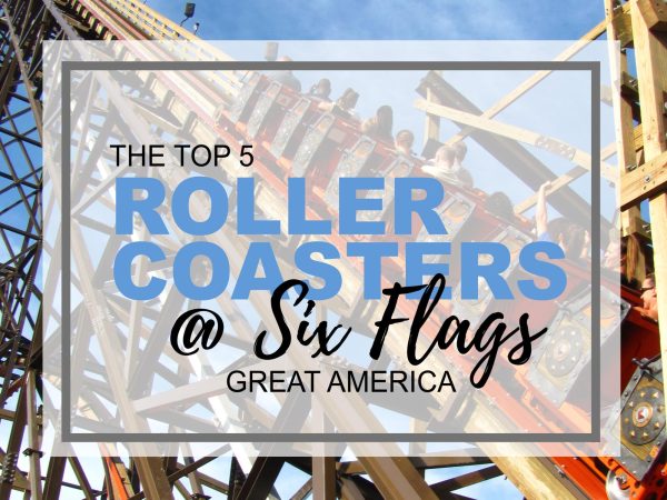 With 11 coasters to choose from, narrowing the top five roller coasters at Six Flags Great America is a difficult decision. (Photo illustration created by Wildcat Chronicle Staff using a royalty-free image taken by Jeremy Thompson of Wikimedia Commons)