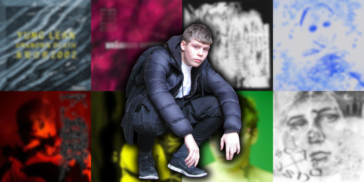 Yung Lean has had a storied history,  releasing eight projects over the past 10 years. (Photo illustration created by Michael Birdsell in Canva using royalty-free images via Wikimedia Commons)