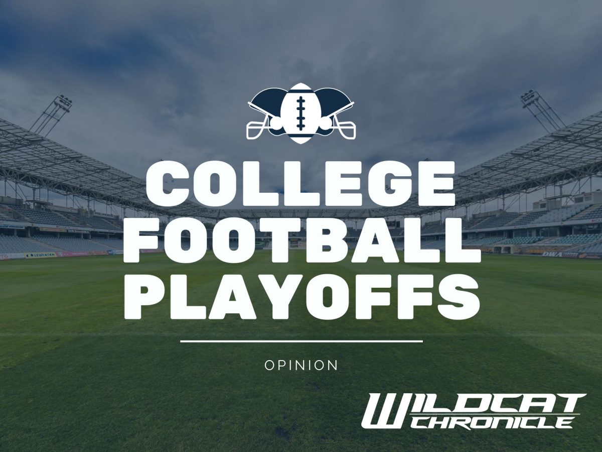 This years college football playoffs offered an exciting showdown between Michigan and Washington, but the debate as to whether the four-team lineup was enough rages on. (Photo illustration by Wildcat Chronicle Staff using Canva). 