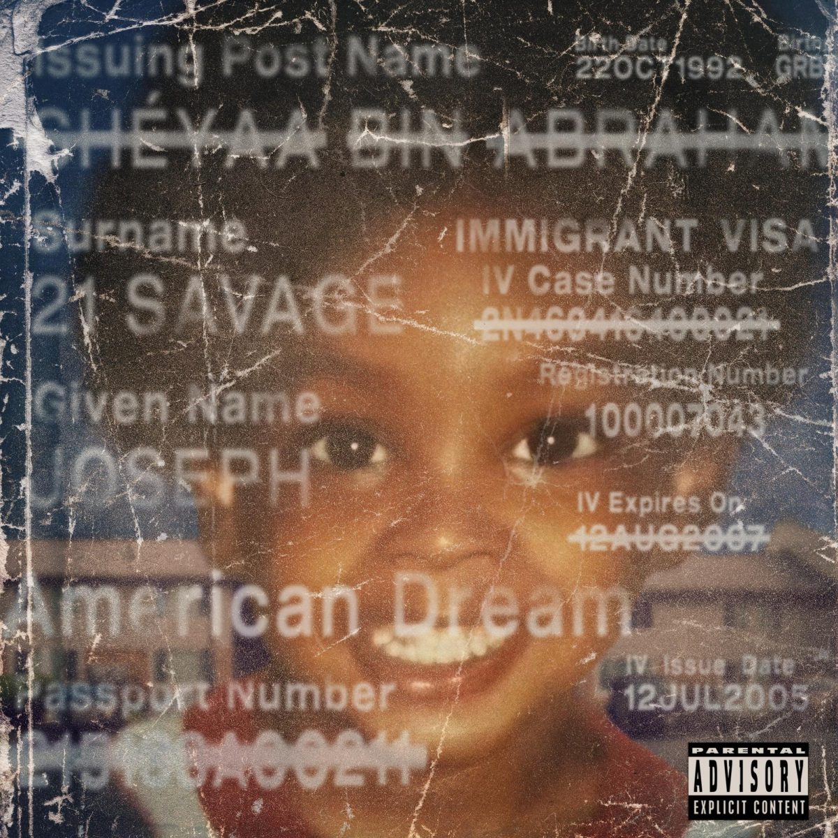 The cover art for american dream displays a baby picture of 21 Savage, with several personal details scattered throughout. The promotional images released on Instagram for this LP followed a similar format, with Savage announcing the features by posting baby pictures of the guest contributors. (Photo credit: rateyourmusic.com)