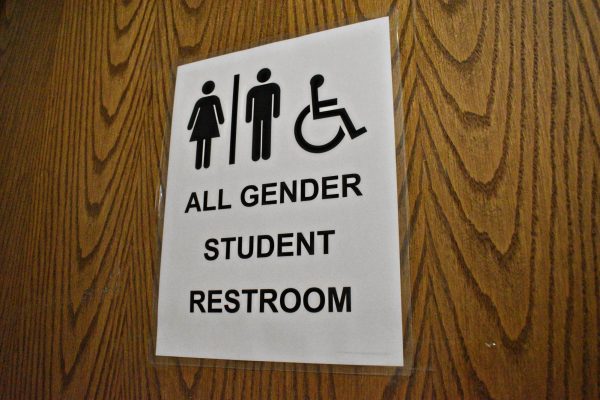 The all-gender bathrooms are located on the first floor of the building.