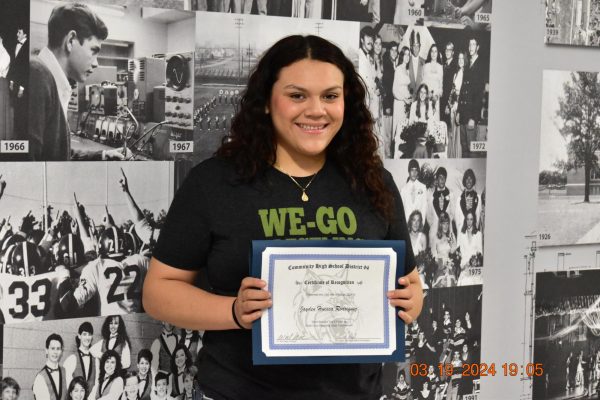 Jayden Huesca-Rodriguez received her Certificate of Recognition after a dominating display of talent over the course of her high school career.