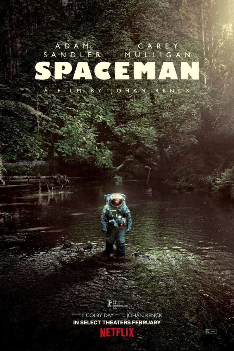 The poster for "Spaceman," with an astronaut/cosmonaut walking in the water. (Photo courtesy of Netflix)