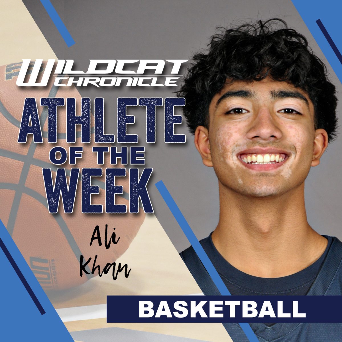 FEB. 17-23: Senior Ali Khan has been a key playmaker for the Wildcats, stepping up in the final stretch of the season. Averaging 11 points and 2 steals per game last week while shooting an impressive 60% from the field, Ali delivered a standout performance on Senior Night against Elmwood Park, leading the team with 17 points. Known for his defensive presence, Ali has been instrumental in anchoring the Wildcats’ 1-3-1 zone and making plays on both ends of the court.

(Photo illustration created by Wildcat Chronicle Staff using images by Eli Sampson and Lifetouch.)