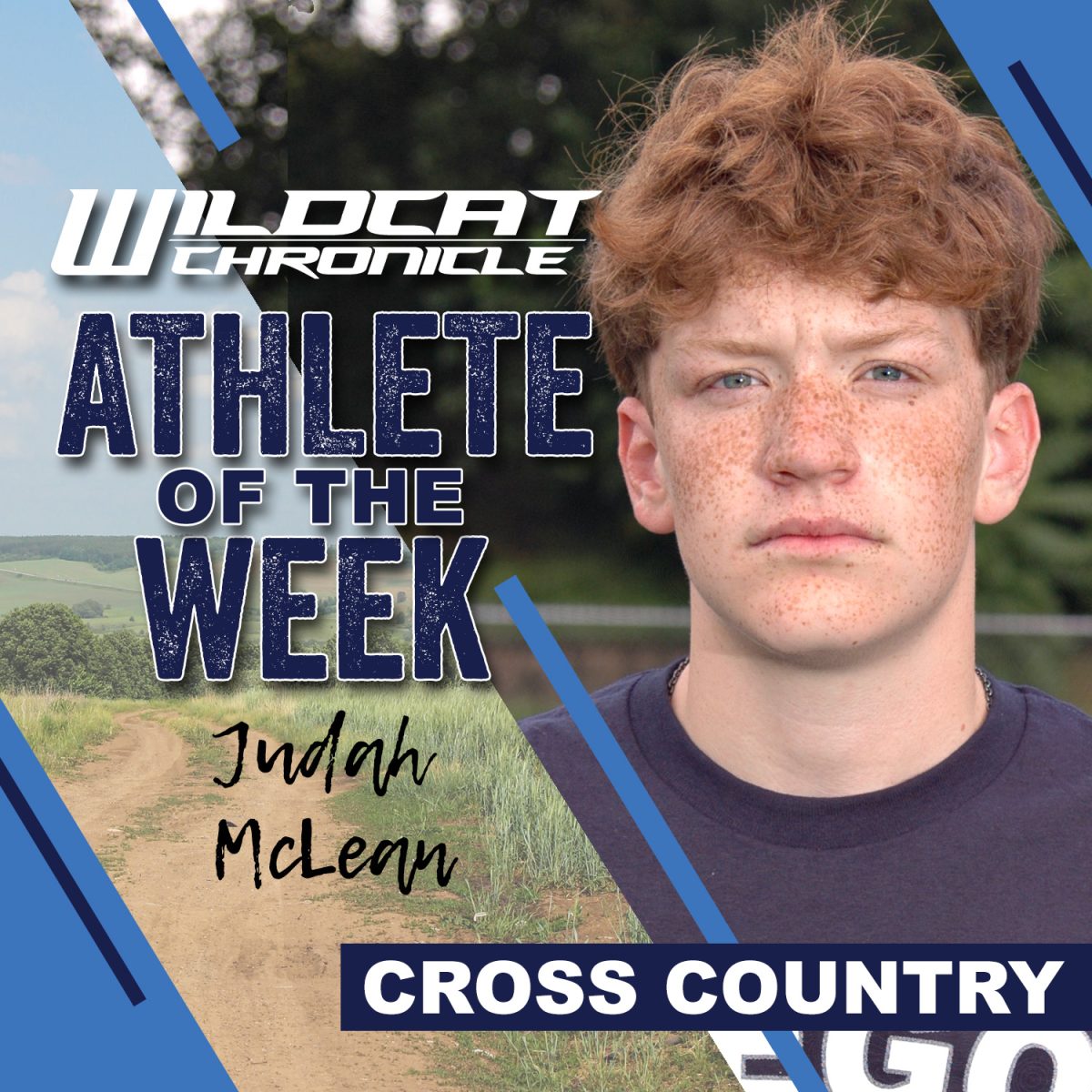 NOV. 10-17: Senior Judah McLean showcased his talent and perseverance by qualifying for the IHSA State Cross Country competition—an honor he earned as the team's sole representative. He placed an impressive 57th overall, capping off the season with a personal record of 14:55 and solidifying his status as one of the program’s top performers. (Photo illustration created by Wildcat Chronicle Staff using images from Pexels and Lifetouch)