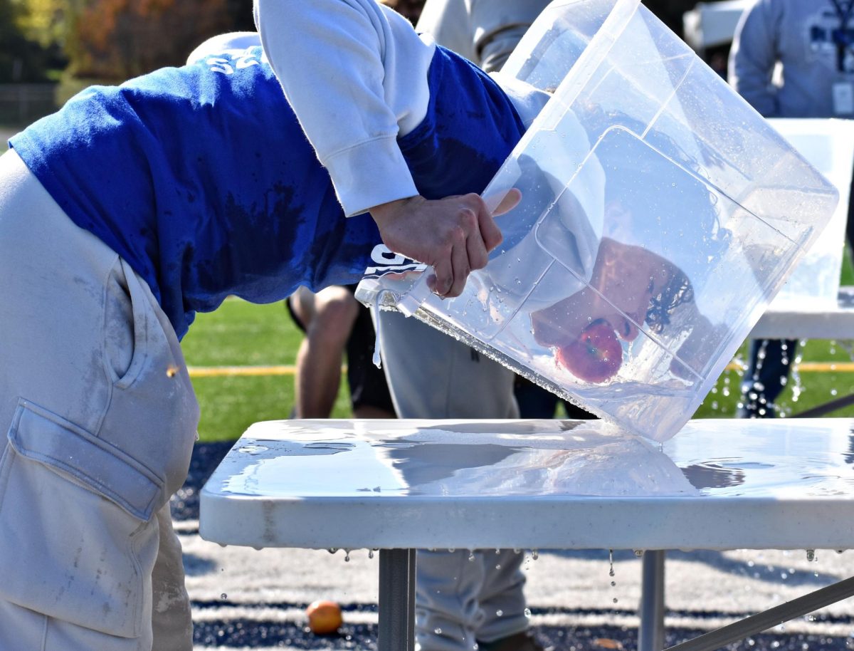 Bobbing for apples was a new edition a this year's pep assembly - perfect for the Halloween season.