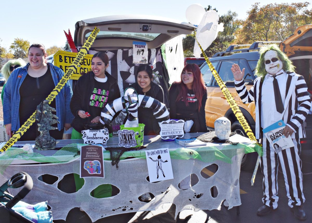 Staff members from Illinois State Senator Karina Villa's office created an elaborate "Beetlejuice" display to tie into the recent movie.