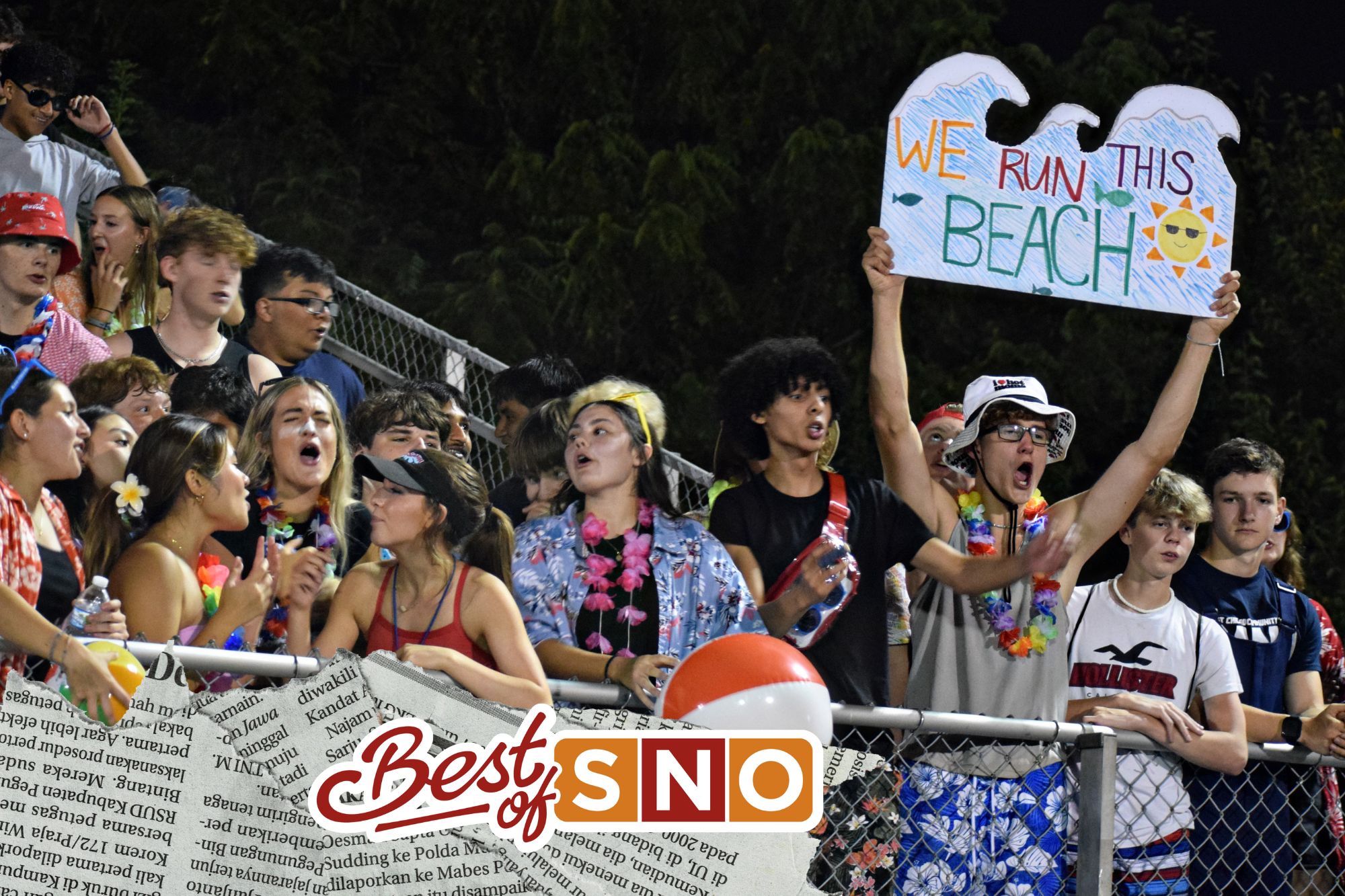 School spirit was strong at the first home game of the football season in August - members of the Pep Club dressed in beachwear to correlate with the theme.