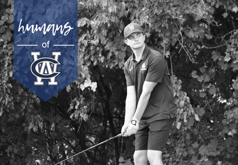 Senior Brady Munter lines up his shot during a golf tournament earlier this year. Munter was a pivotal player on the team, and hopes to continue golfing - at least recreationally - in the future. 