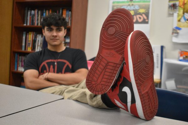 Senior Diego Villafuerte models his Nike shoes, a nod to Y2K - though some might argue Nikes are the shoes for all eras.