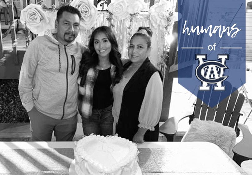 Brianna Carrasco and her parents at her birthday party