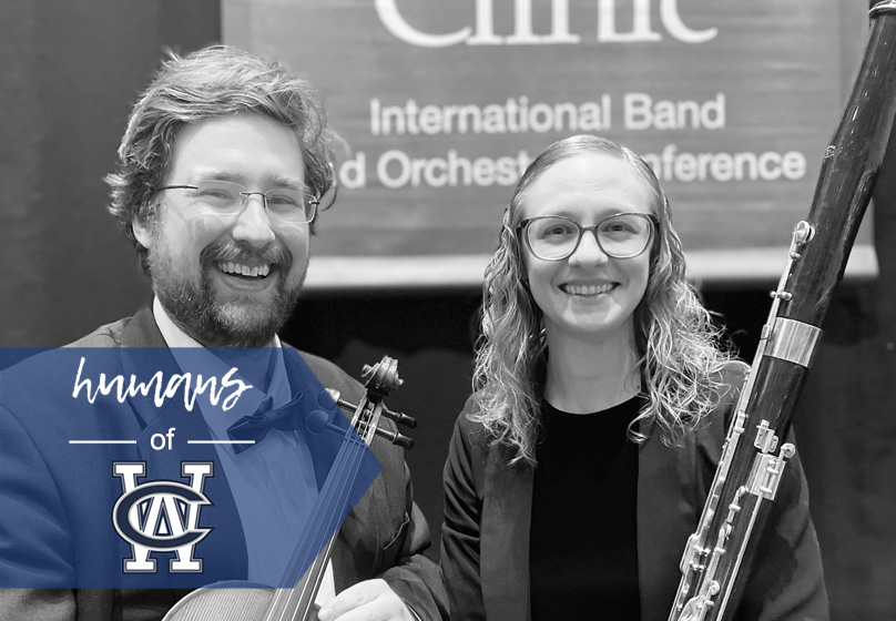 Marissa Janiszewski and her husband perform with the Chicagoland Educators Orchestra at the Midwest Band and Orchestra Clinic in Chicago, December 2024. (Photo courtesy of Marissa Janiszewski)