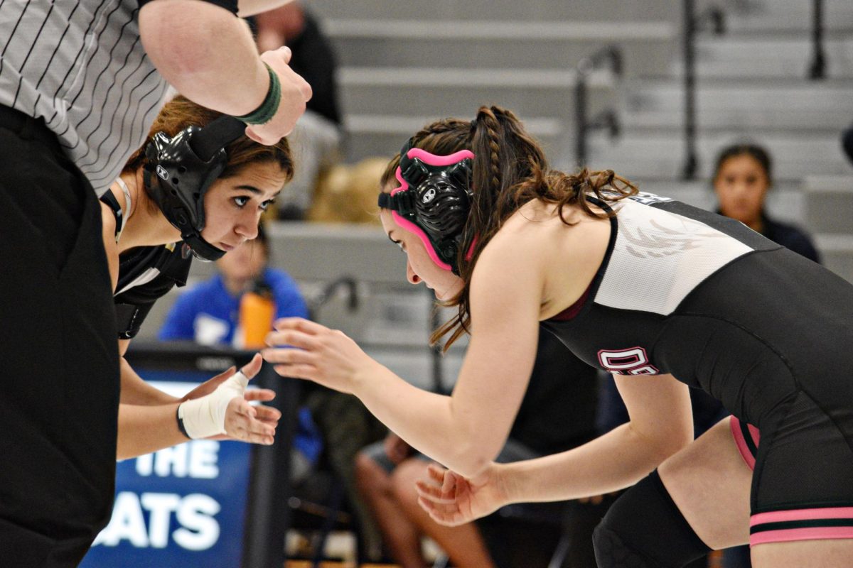 Senior Sophia Newell squares off with her opponent in Bishop Gym.