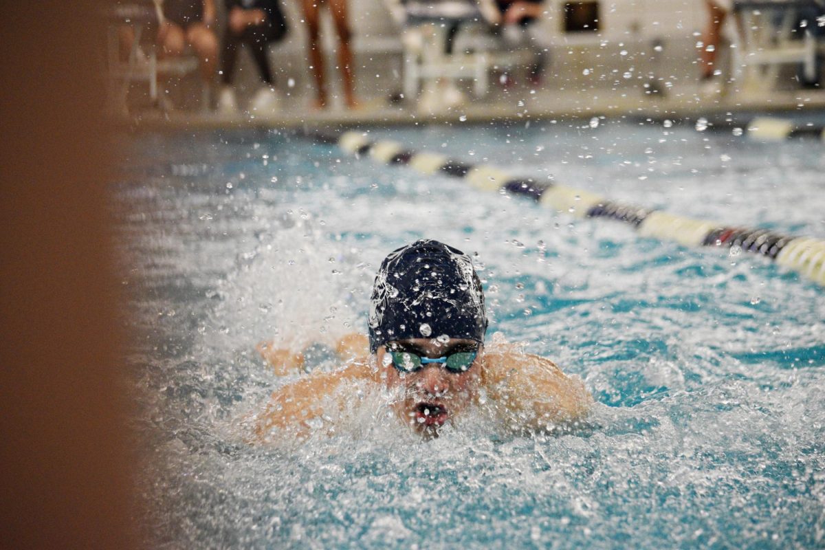 Michael Marsh plows through the water at the Dan Johnson Natatorium in West Chicago on Jan. 31.