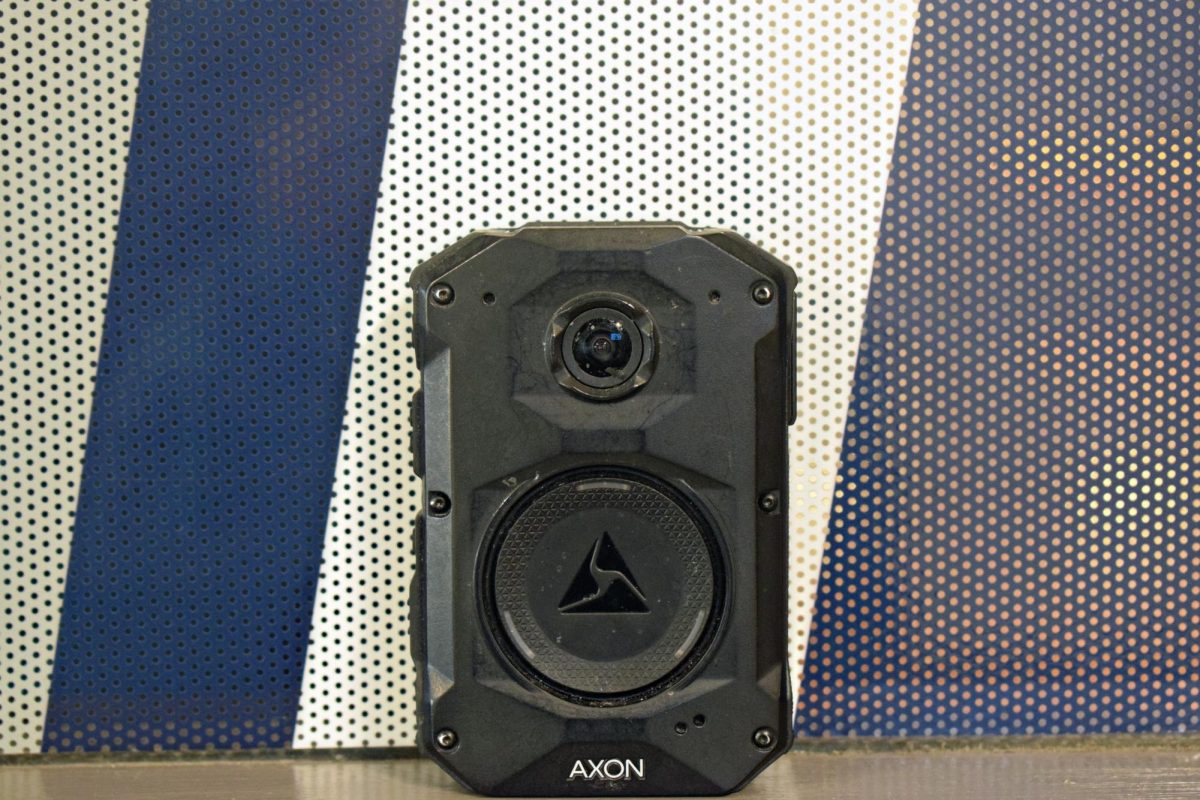 A close-up view of an Axon body-worn cameras used by law enforcement agencies 