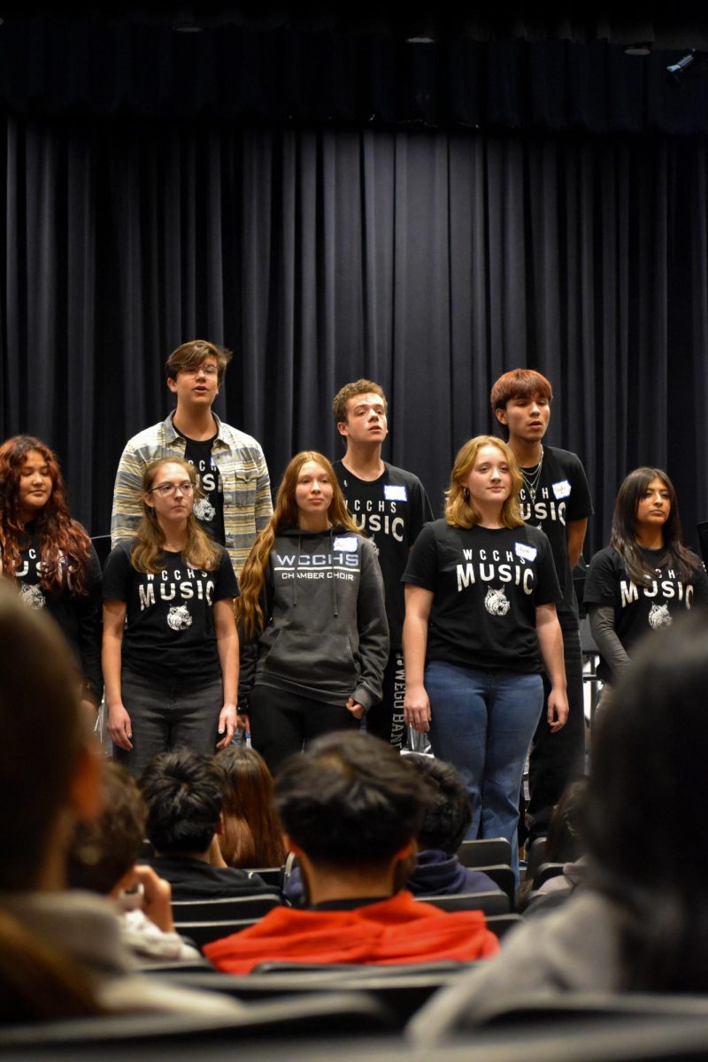 The choir performed a piece from their fall concert: "The Wind and the Rain."