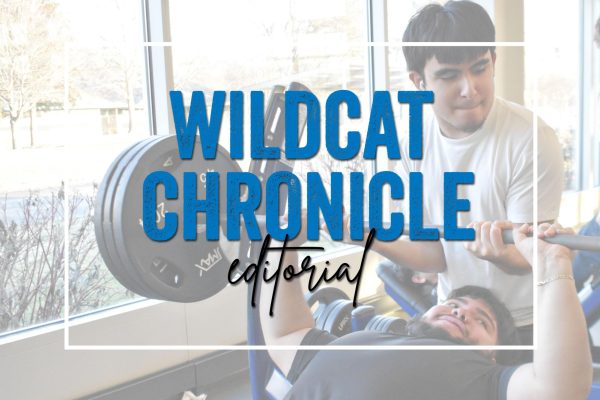 Senior Adrian Alanis bench presses during an after-school lift at the ARC's weight room on Feb. 11, 2026, as senior Kevin Armas supervises. Advocates say a structured powerlifting club would formalize training and allow students to compete through the Illinois High School Powerlifting Association.