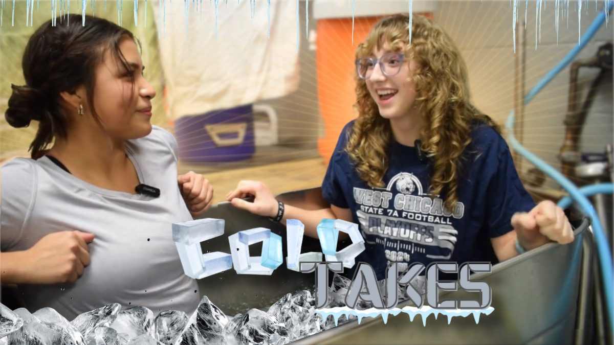 Gabriella Castro hops back into the ice bath - this week with runner Rachael Balmer.