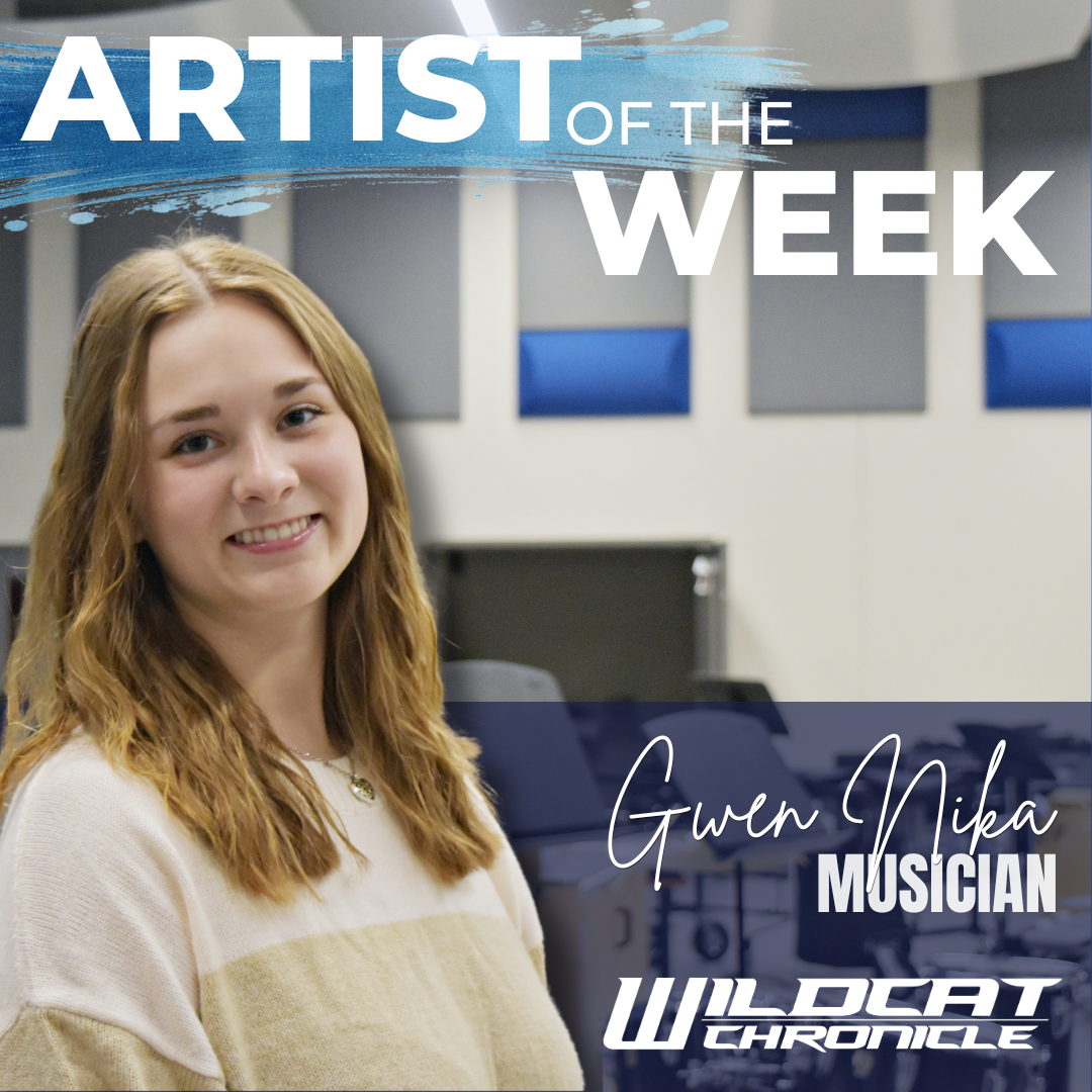 MARCH 22–APRIL 4: Senior Gwen Nika was named Artist of the Week for her outstanding contributions to the WEGO band program and a major recent achievement. Nika was selected as a winner of the Elgin Youth Symphony Orchestra’s 2025–2026 Concerto Competition, an honor that highlights her exceptional musicianship. On March 8, she performed the first movement of the Devienne Flute Concerto, demonstrating both technical precision and expressive artistry. A cornerstone of the band program, Nika continues to lead through her dedication, talent, and commitment to excellence. 