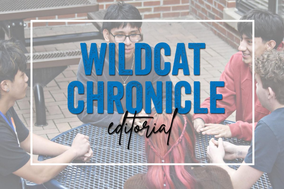 Students gather in the cafeteria courtyard during lunch in February 2026—about as close to “off-campus” as WEGO gets.