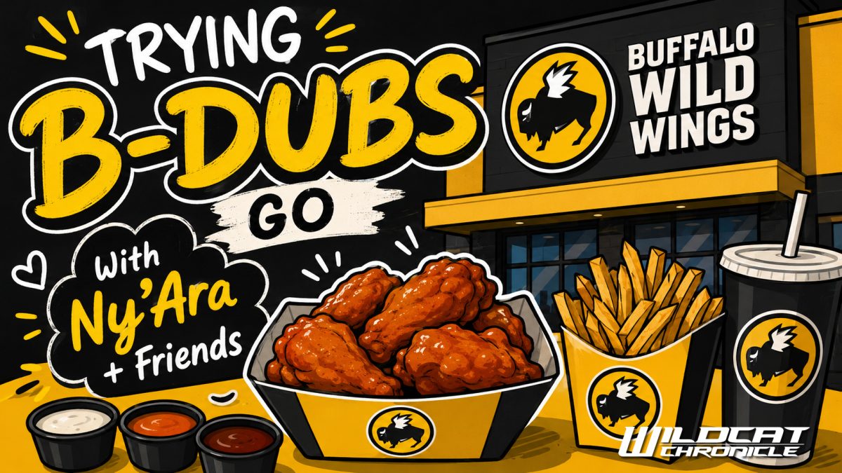 Ny’Ara + friends rate the wings, fries, sauces, and vibes in this Wildcat Chronicle vlog. (Photo illustration by Wildcat Chronicle Staff)